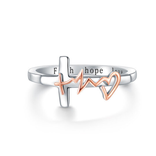 Sterling Silver Two-tone Electrocardiogram Ring