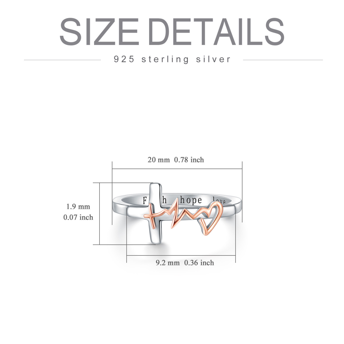 Sterling Silver Two-tone Electrocardiogram Ring-5