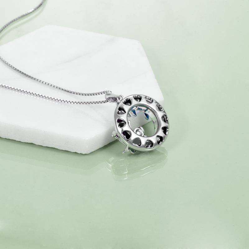 Sterling Silver Two-tone Elephant Crystal Pendant Necklace-2