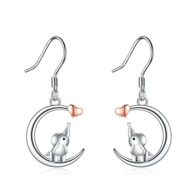 Pendientes gota elefante bicolor en plata de ley-1