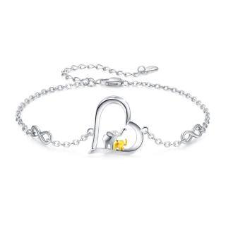 Sterling Silver Two-Tone Elephant Heart Infinity Symbol Bracelet For Mother-35