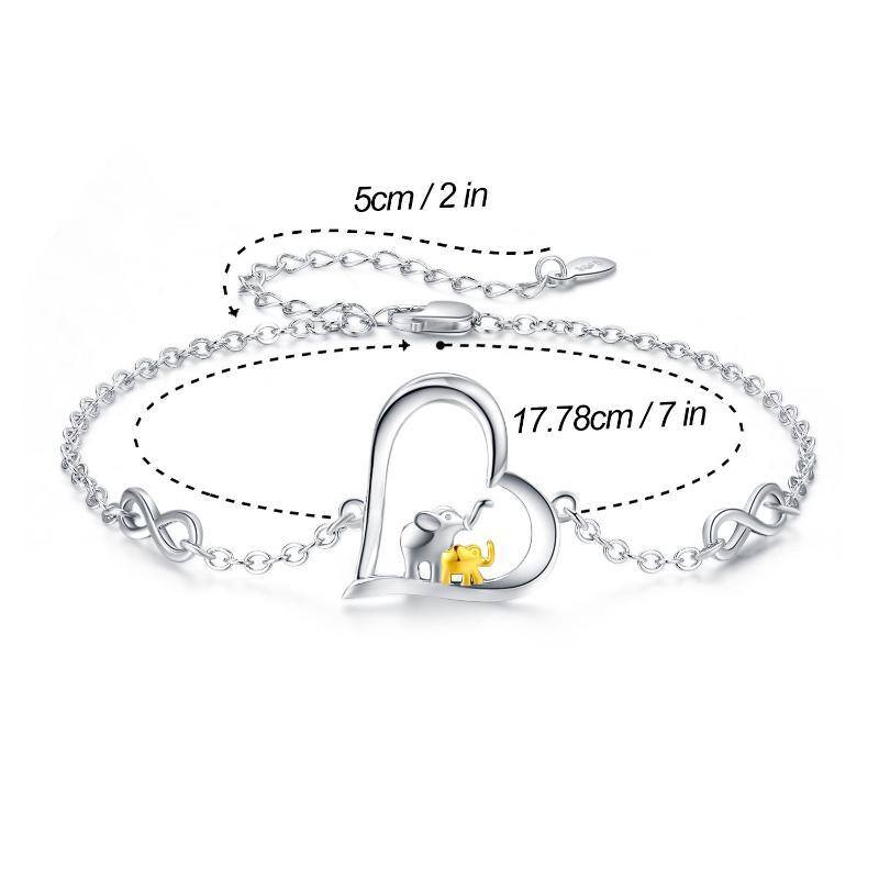 Zweifarbiges Elefanten-Herz-Unendlichkeitssymbol-Armband aus Sterlingsilber für Mutter-5