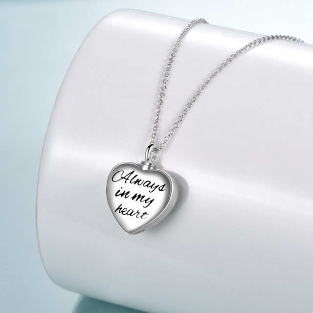 Sterling Silver Two-tone Elephant & Heart Urn Necklace for Ashes with Engraved Word-3