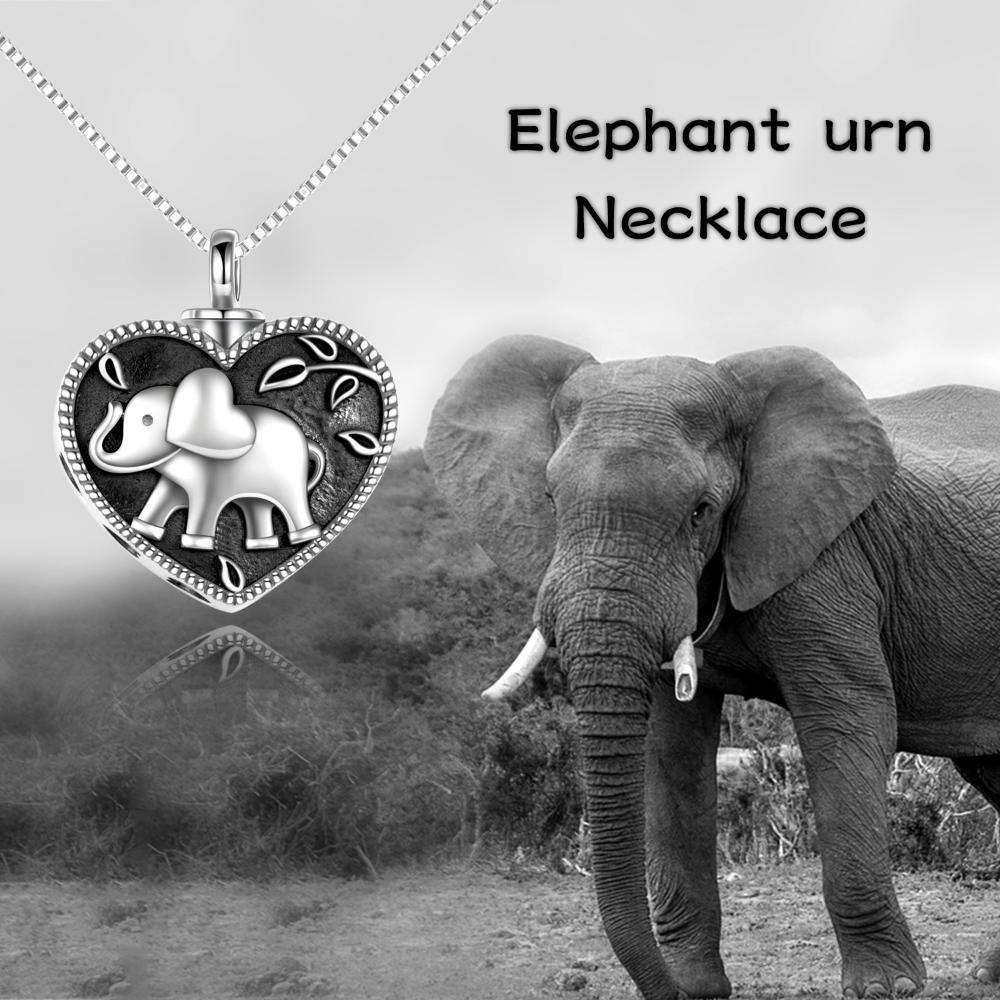 Collar Elefante y Urna Corazón de Plata de Ley en dos tonos-6