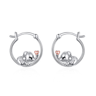 Sterling Silver Two-tone Elephant Stud Earrings-31