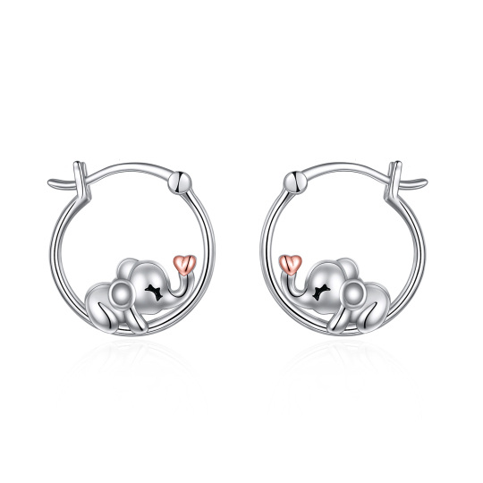 Boucles d'oreilles éléphant en argent sterling bicolore