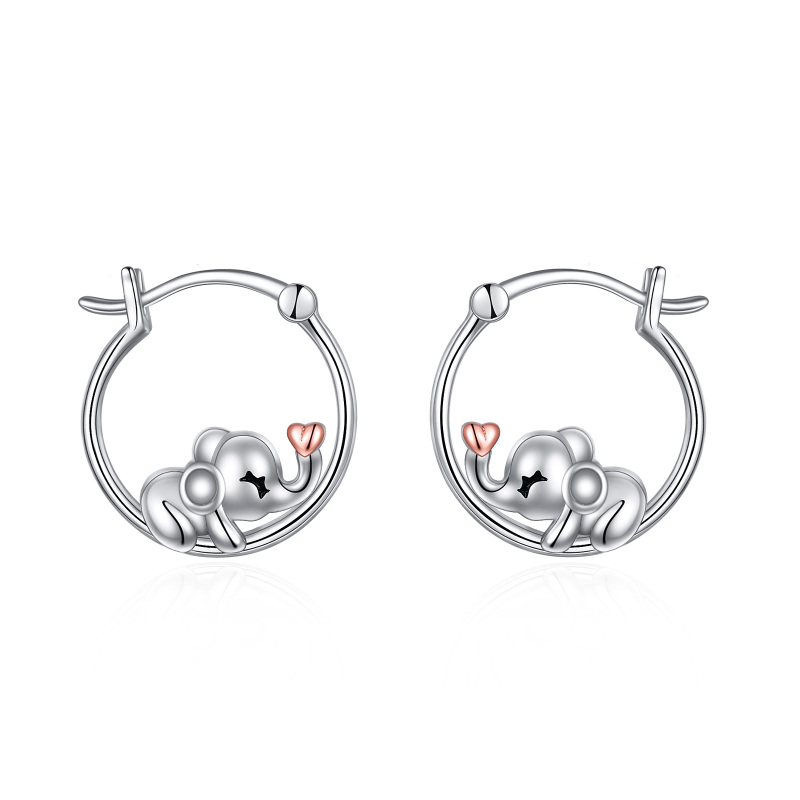 Sterling Silver Two-tone Elephant Stud Earrings