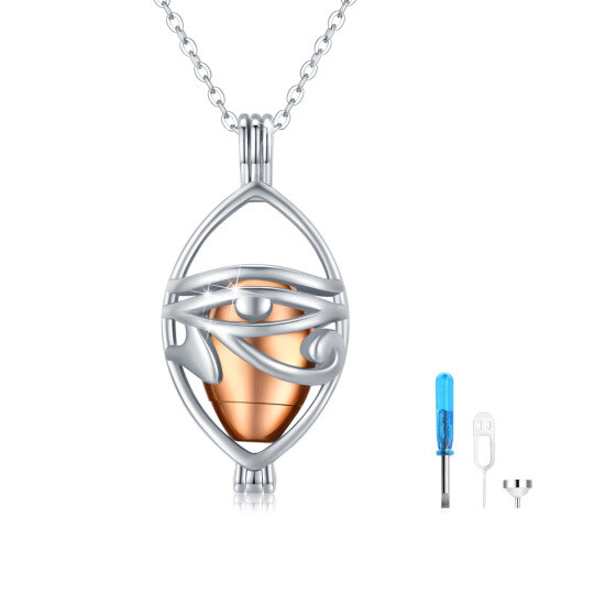 Collana per urne in argento sterling bicolore Occhio di Horus per le ceneri