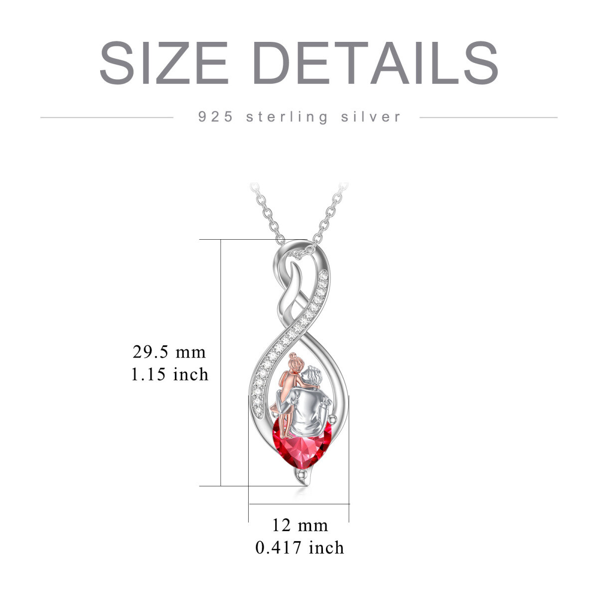 Sterling Silver Two-tone Cubic Zirconia Father & Daughter Infinity Symbol Pendant Necklace-3