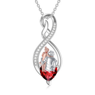 Sterling Silver Two-tone Cubic Zirconia Father & Daughter Infinity Symbol Pendant Necklace-5