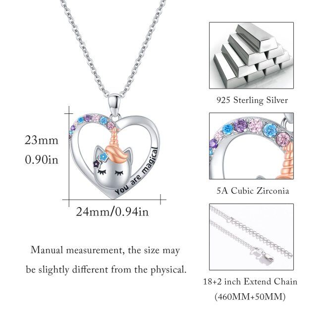 Sterling Silber zweifarbig fünfzackigen Stern geformt Cubic Zirconia Katze Anhänger Halske-5