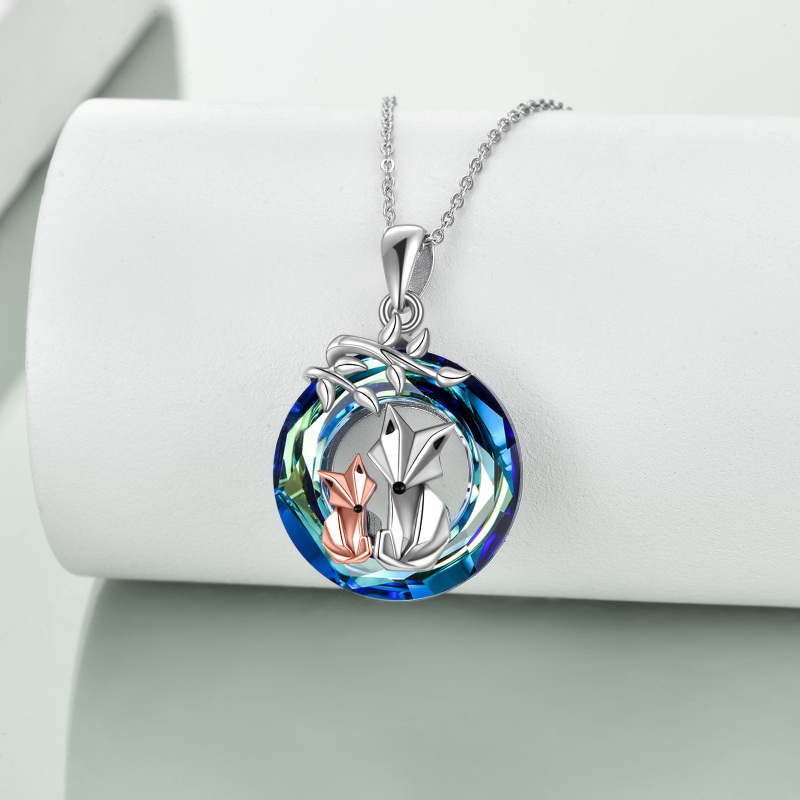 Sterling zilveren tweekleurige vos kristallen hanger ketting-3