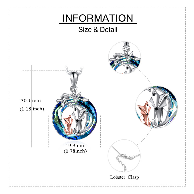 Sterling zilveren tweekleurige vos kristallen hanger ketting-5