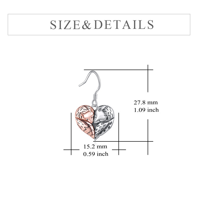 Boucles d'oreilles pendantes en argent sterling en forme de renard bicolore-5