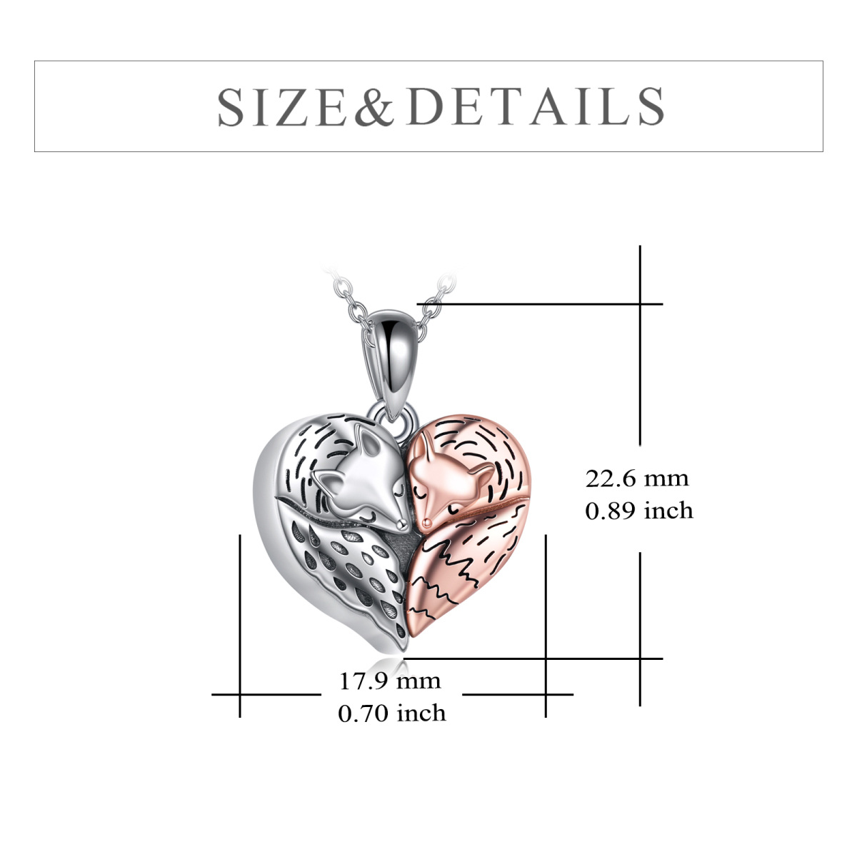 Sterling Silver Two-tone Fox & Heart Urn Necklace for Ashes-5