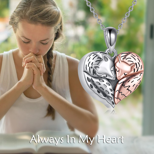 Sterling Silver Two-tone Fox & Heart Urn Necklace for Ashes-6