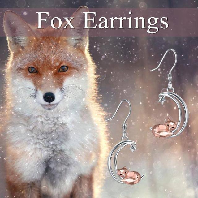 Pendientes de plata de ley bicolor Fox & Moon-6