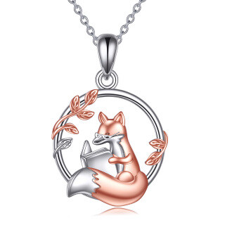 Sterling Silver Two-tone Fox Pendant Necklace-6