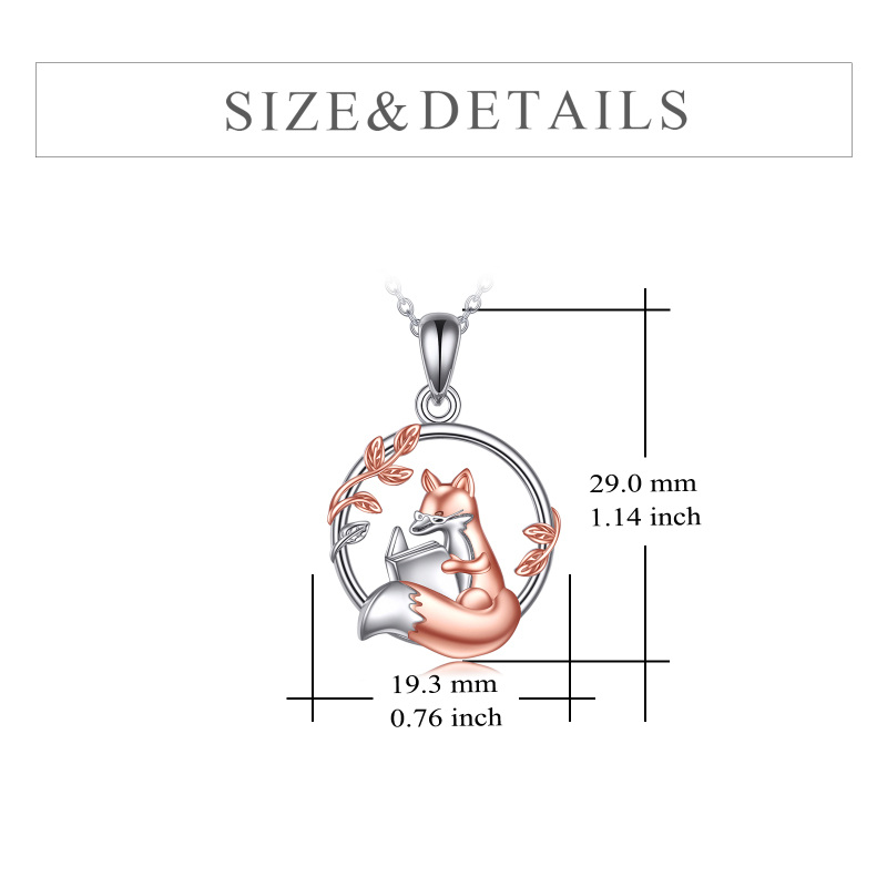 Sterling Silver Two-tone Fox Pendant Necklace-4