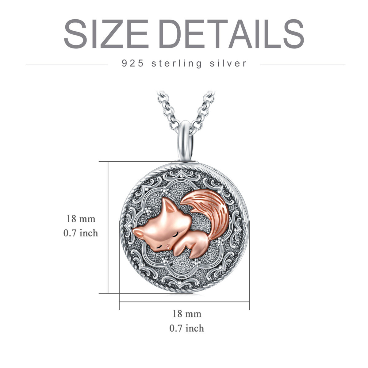 Sterling Silber zweifarbig Fuchs Urne Halskette mit eingraviertem Wort-7