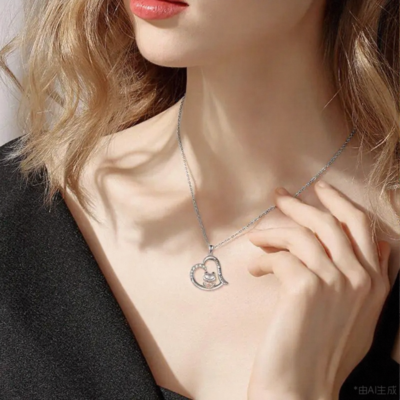 Collier pendentif grenouille en argent sterling avec zircone cubique bicolore et inscription gravée-2