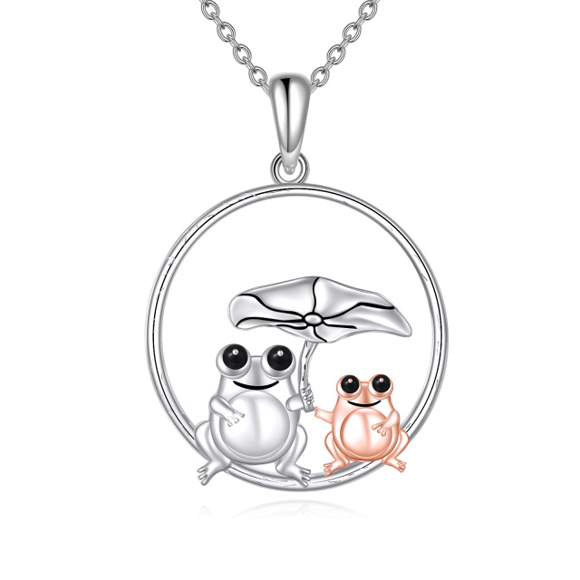 Collier en argent sterling avec pendentif grenouille bicolore-1