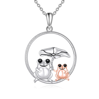 Sterling Silver Two-tone Frog Pendant Necklace-3