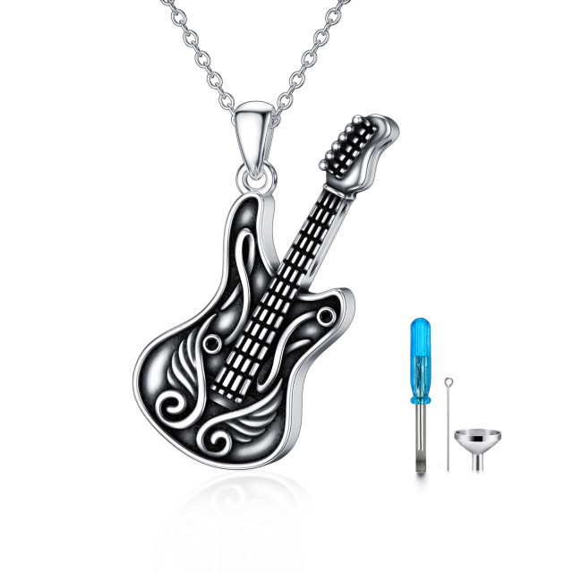 Sterling zilveren zwarte gitaar Angel Wing Urn ketting voor as