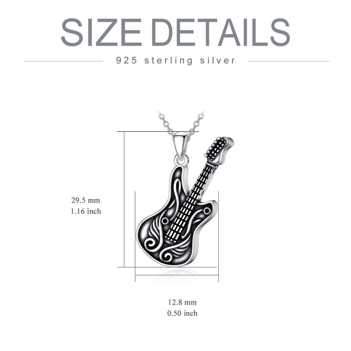 Sterling Silber zweifarbig Gitarre Urne Halskette für Asche-5