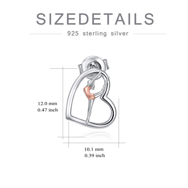 Sterling Silber zweifarbige Gymnastik & Herz Ohrstecker-5