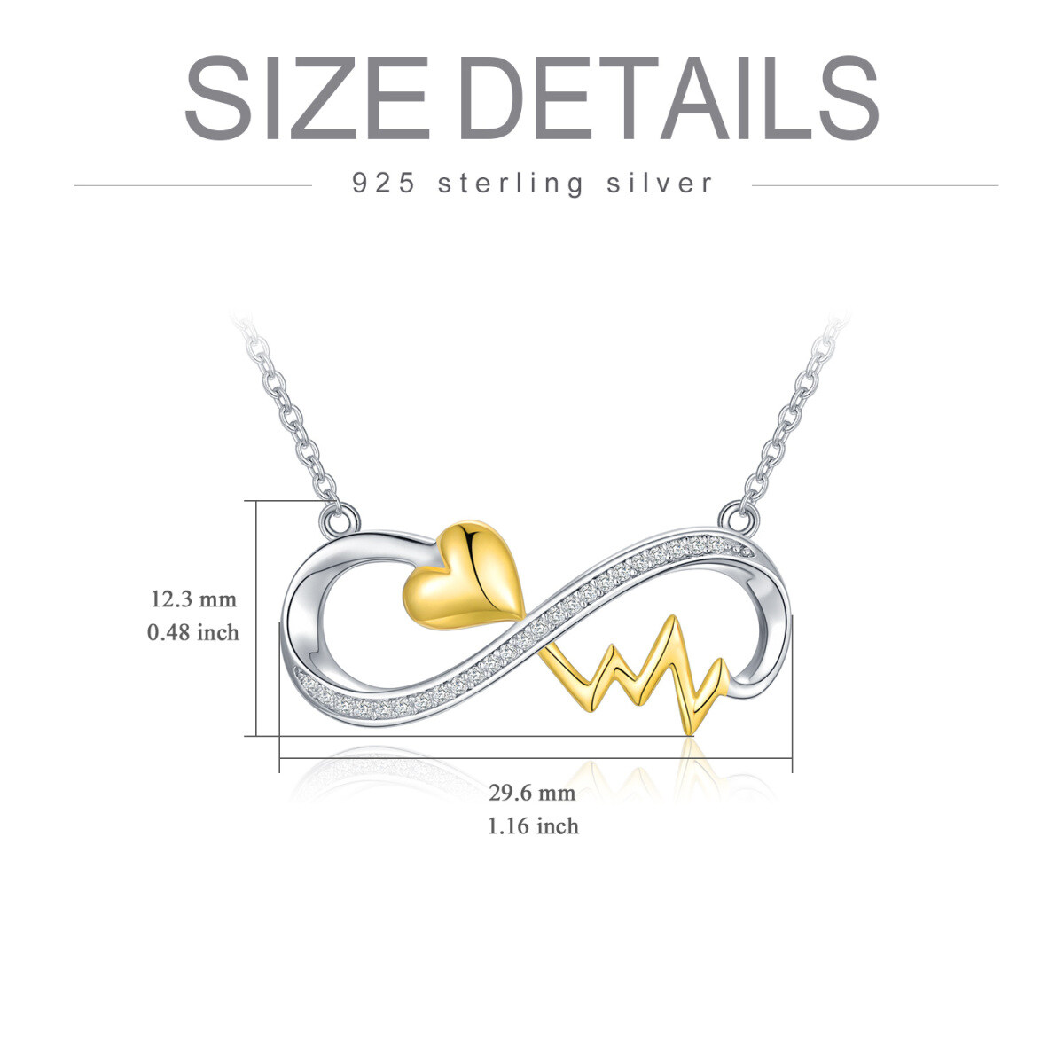 Sterling Silver Two-tone Heart & Infinity Symbol Pendant Necklace-5