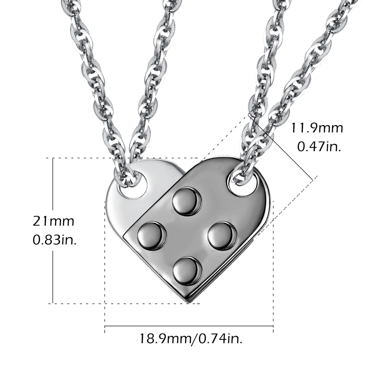 Sterling Silver Two-tone Heart & Lock Pendant Necklace-5