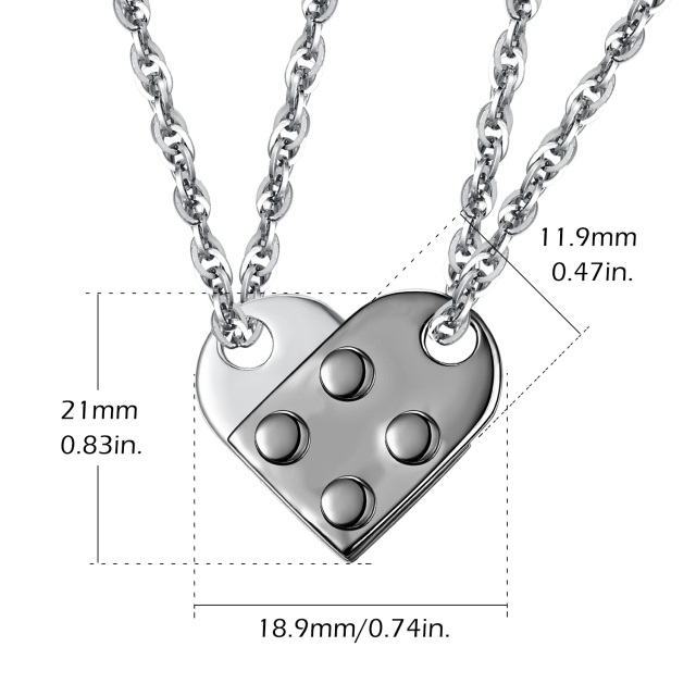 Collier en argent sterling avec pendentif cœur et cadenas bicolore-5