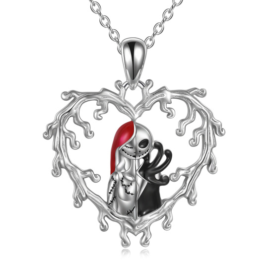 Collana con ciondolo a forma di cuore in argento sterling bicolore