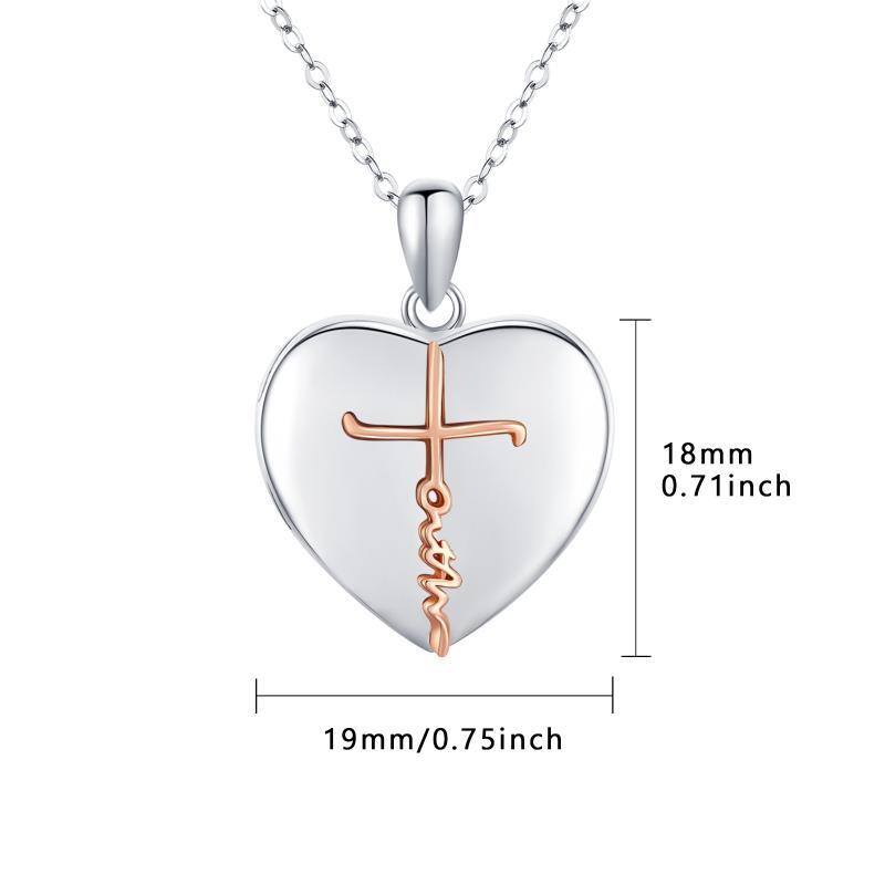 Collana con ciondolo a cuore in argento sterling bicolore con parola incisa-5