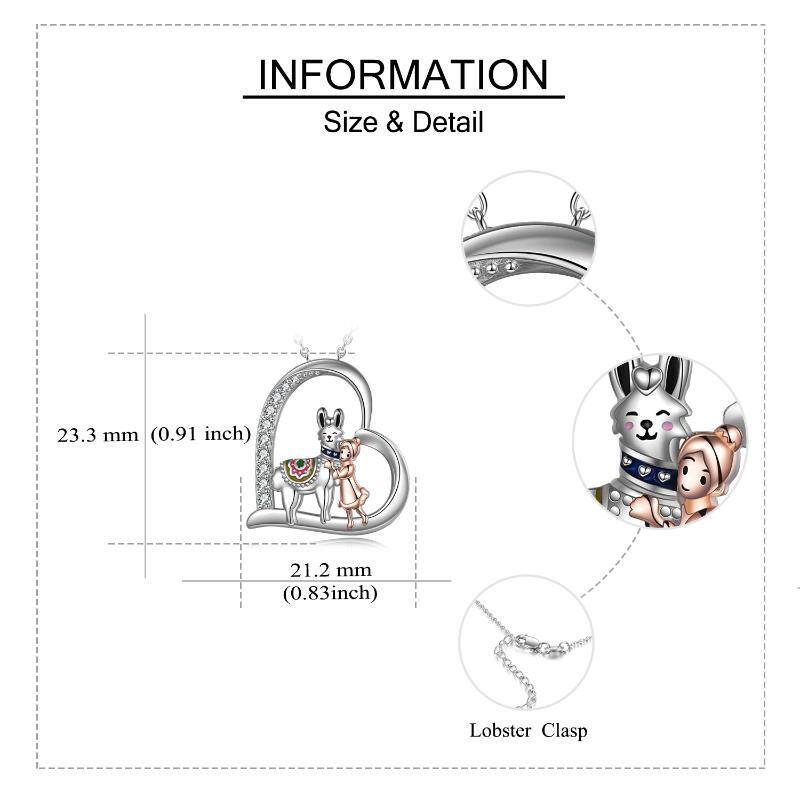 Sterling Silber zweifarbig Herz geformt Cubic Zirkonia Alpaka & Herz-Anhänger Halskette-5