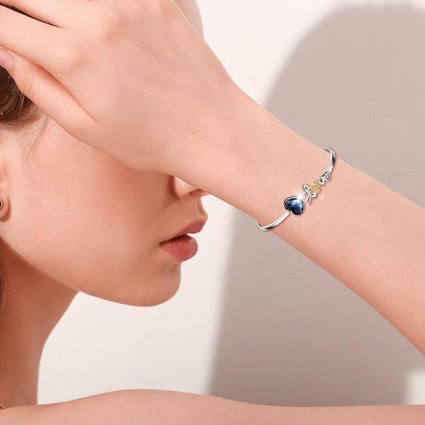 Bracciale In Argento 925 Con Zaffiro E Zircone – Perline 3 Mm – Lunghezza Regolabile 18-22 Cm – Gioiello Regalo Per Donna - 4