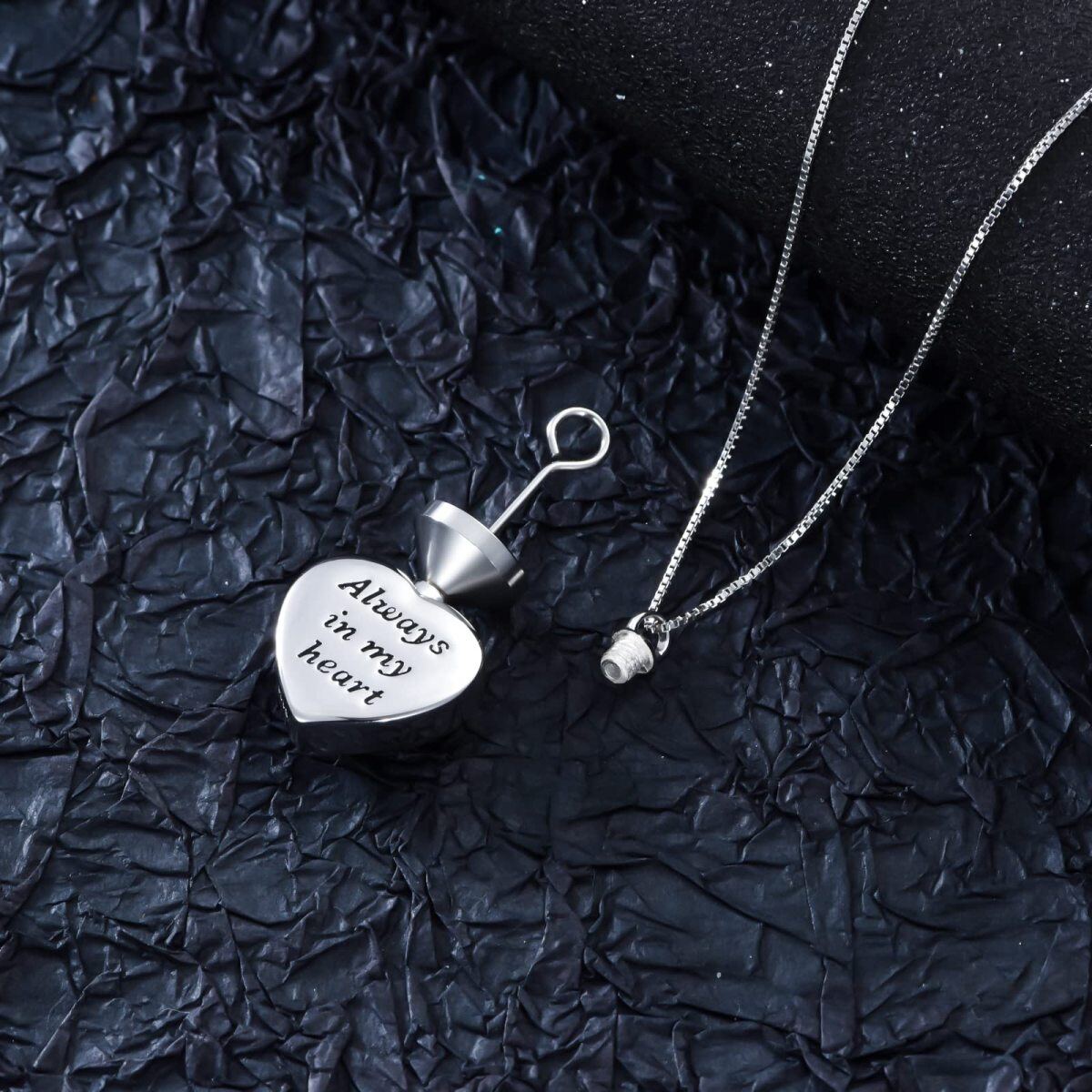 Sterling Silver Oxidized Heart Citrine Crystal Rose Urn Necklace For Ashes With Engraved Word-4