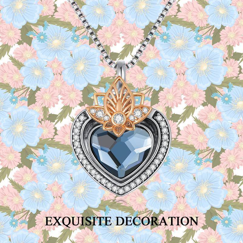 قلادة من الفضة الإسترلينية على شكل قلب من الكريستال الأزرق على شكل جرة لوتس للرماد المحفور إلى الأبد في قلبي-6