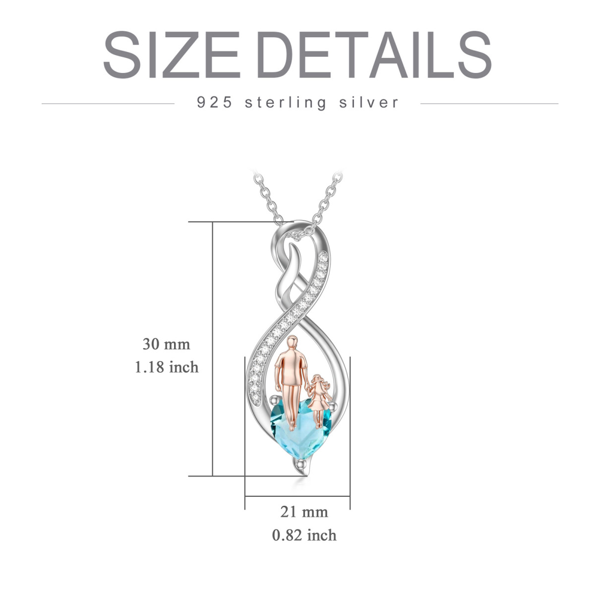 Sterling Silver Two-Tone Heart Cubic Zirconia Father & Daughter Infinity Symbol Pendant Necklace-4