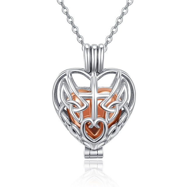 Sterling Silver Two-tone Heart Urn Necklace for Ashes-1