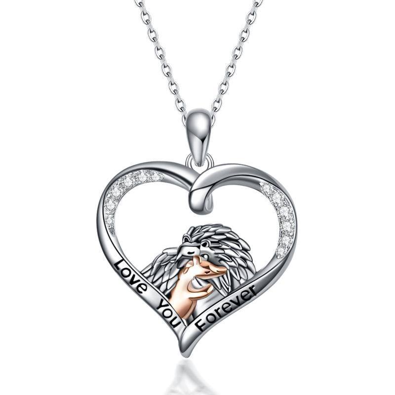 Sterling Silver Two-tone Hedgehog Pendant Necklace-1