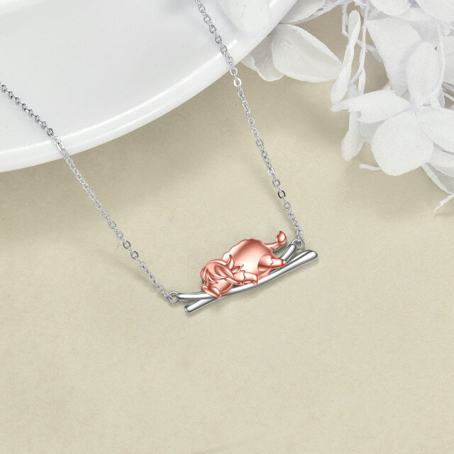 Collier en argent sterling avec pendentif Highland Cow bicolore-4