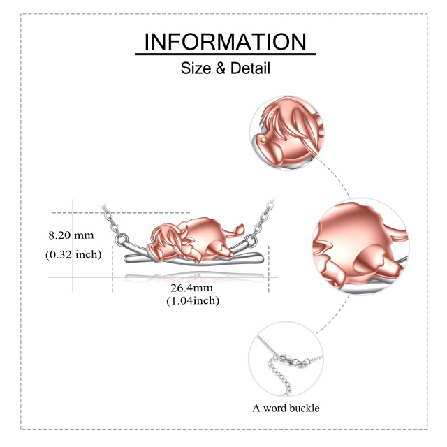 Colar de prata esterlina com pingente de vaca Highland em dois tons-5