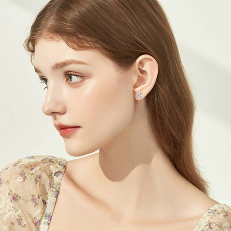 أقراط أذن من الفضة الإسترلينية مرصعة بزركونيا مكعبة بلونين على شكل بقرة المرتفعات-3