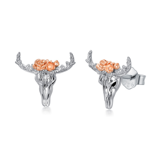 Sterling Silver Two-tone Highland Cow Stud Earrings