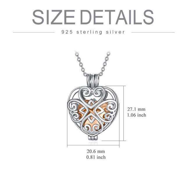 Sterling Silver Two-tone Hollow Heart Locket Urn Necklace for Ashes-6