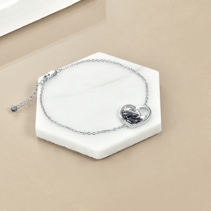 Sterling Silver Two-tone Horse & Heart Charm Bracelet-4