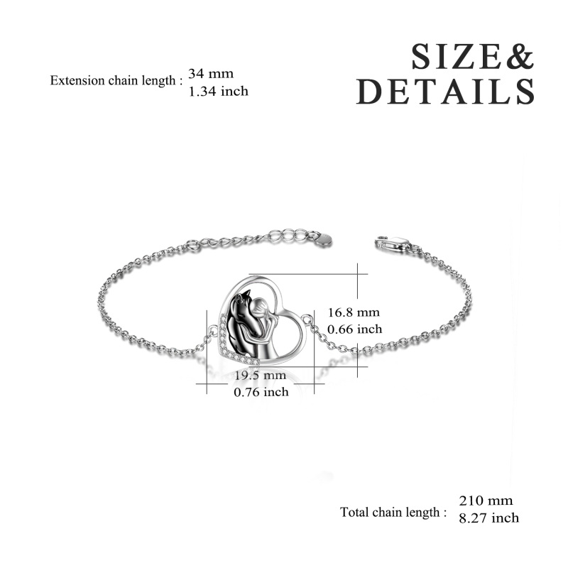 Sterling Silver Two-tone Horse & Heart Charm Bracelet-5