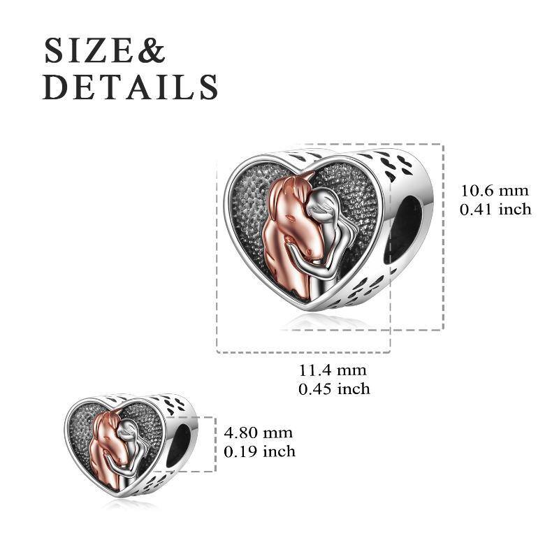 Sterling Silver Two-tone Horse Heart Personalized Photo Bead Charm-5